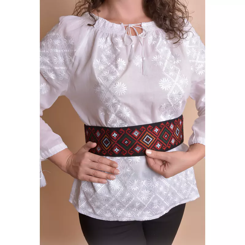 Brau Traditional Negru cu Motiv Geometric Multicolor- BTR14
