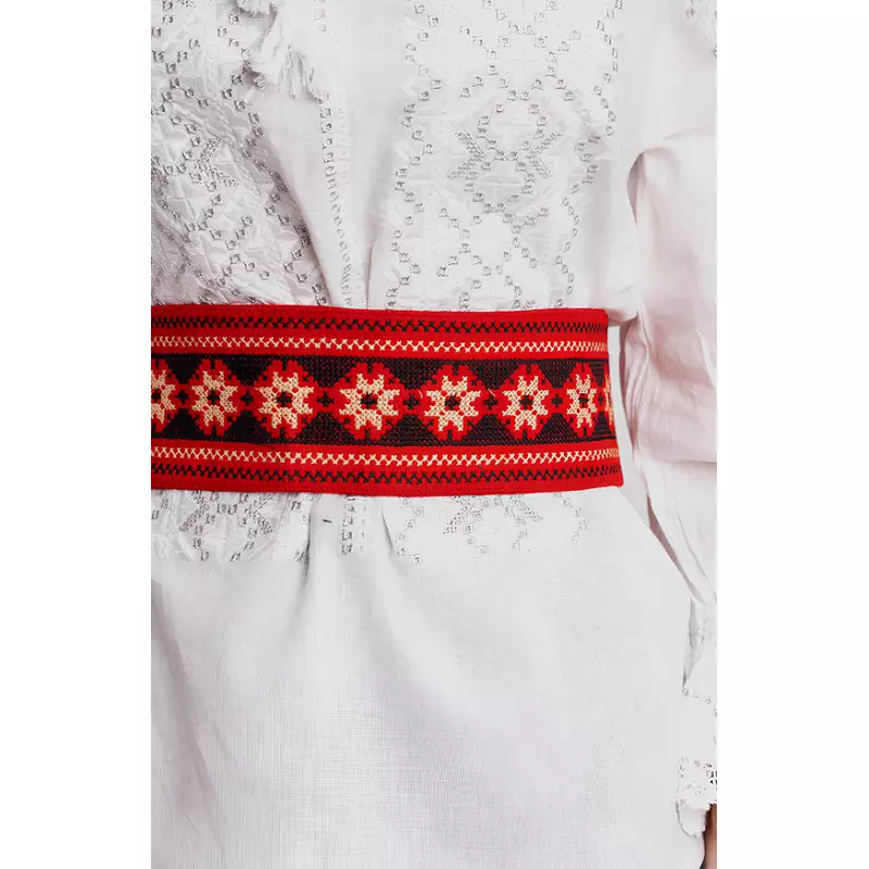 Brau Traditional Negru cu Motiv Floral Crem - BTR22