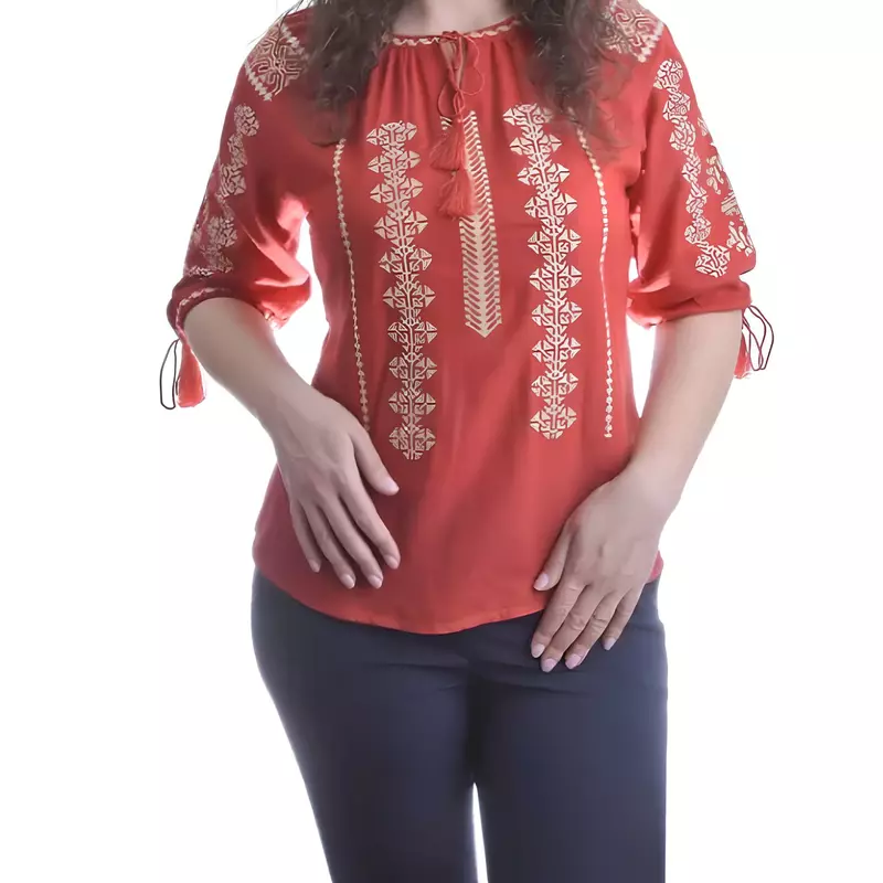 Bluza Rosie cu Motiv Geometric Auriu - BMG154