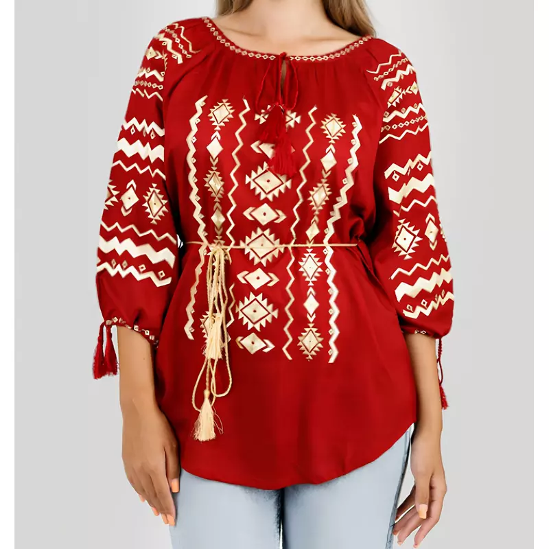 Bluza Rosie cu Motiv Geometric Auriu - BMG103