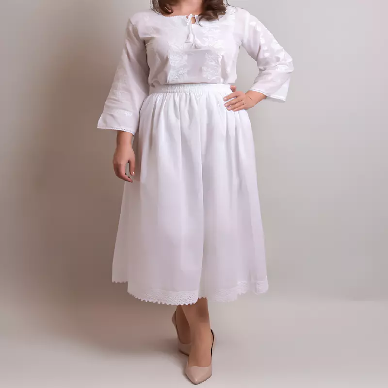 Fusta Traditionala Alba - Poale Lungi - FTSF02