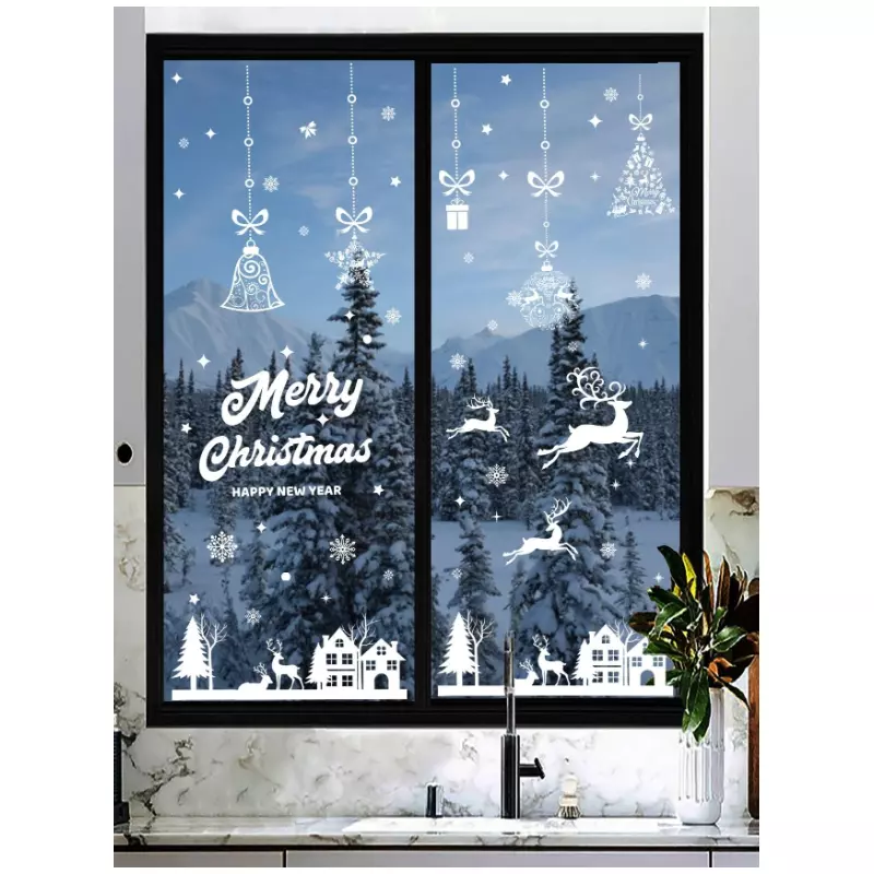 Sticker Perete Autocolant Decoratiune Craciun, merry Christmas, 30x20cm, model Geam - 02020