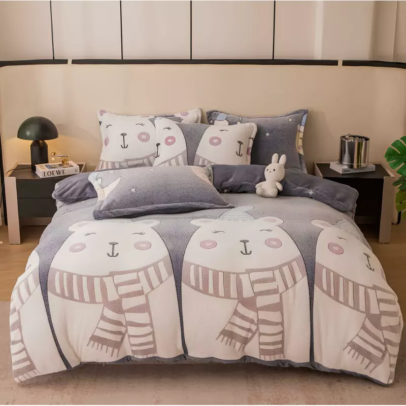 Lenjerie Pufoasa Cocolino Pentru Pat de 1 Persoana  - JO327 Urs Polar