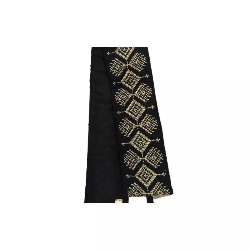 Brau Traditional Negru pentru Fetite cu Motiv Geometric Crem -  BTF01