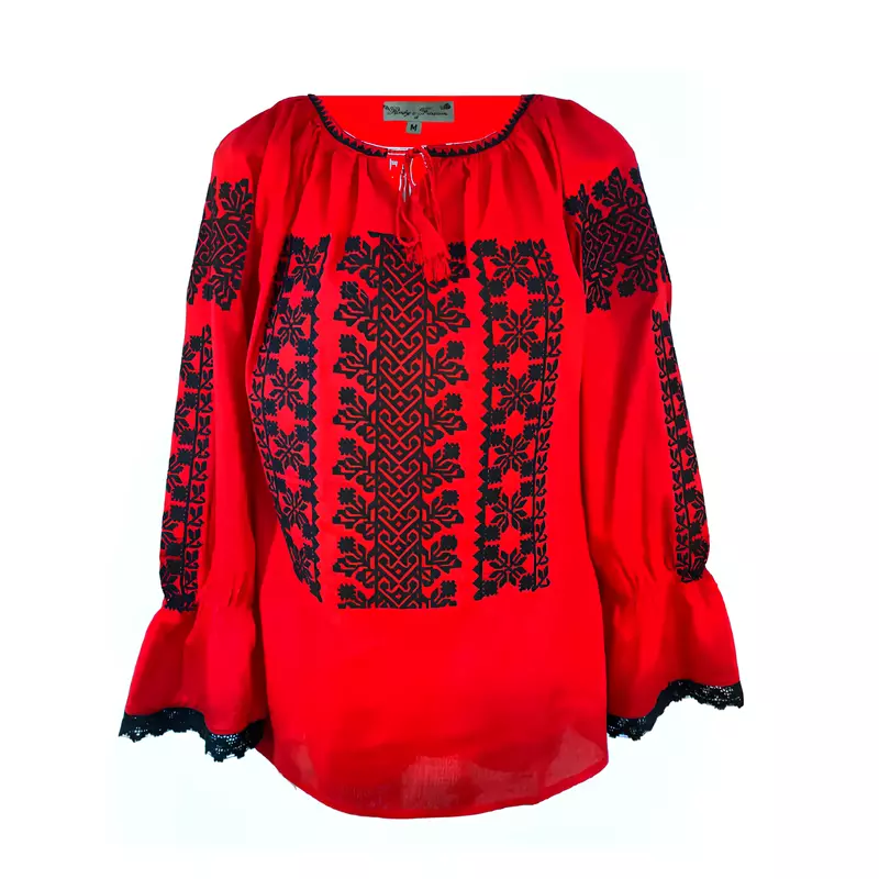 Bluza Tip Ie Rosie cu Motiv Geometric Negru - BMG01
