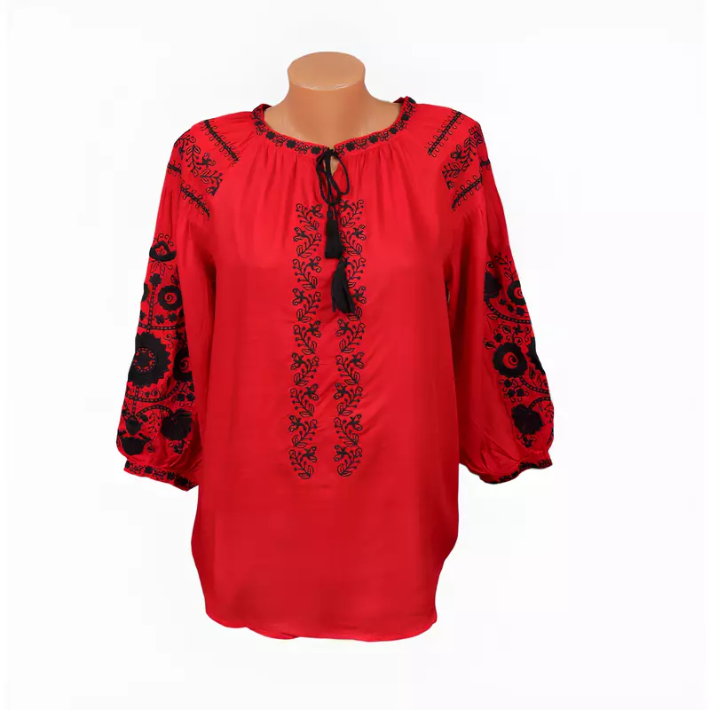 Bluza Tip Ie Rosie cu Motiv Floral Negru - BMG04