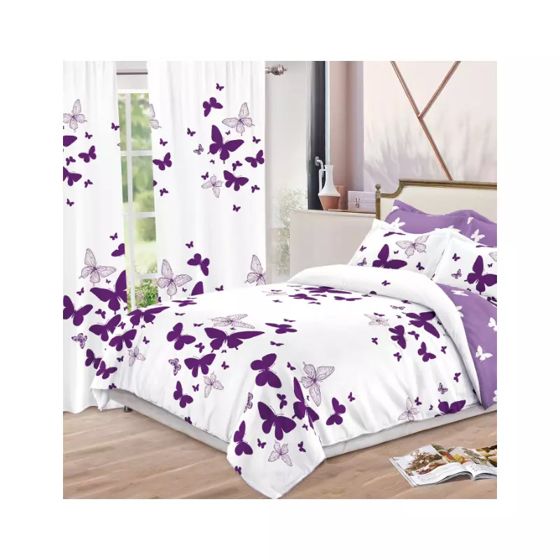 Lenjerie de Pat Bumbac Finet, 6 Piese + 2 Draperii - SIPR-S-02