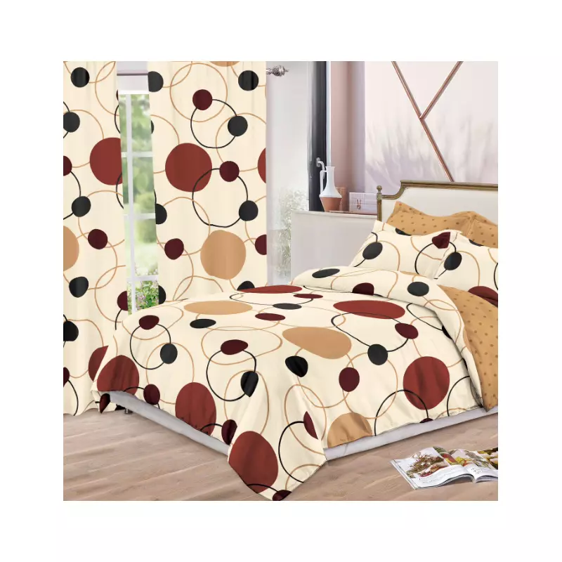 Lenjerie de Pat Bumbac Finet, 6 Piese + 2 Draperii - SIPR-S-08
