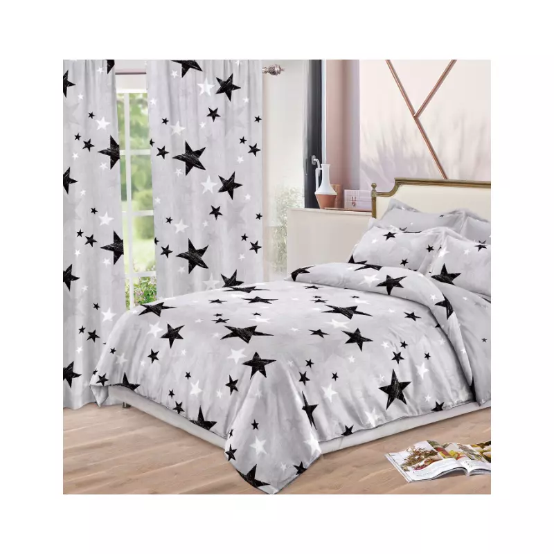 Lenjerie de Pat Bumbac Finet, 6 Piese + 2 Draperii - SIPR-S-10