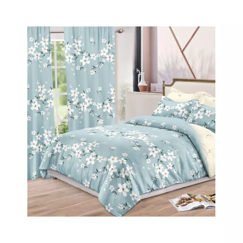 Lenjerie de Pat Bumbac Finet, 6 Piese + 2 Draperii - SIPR-S-11