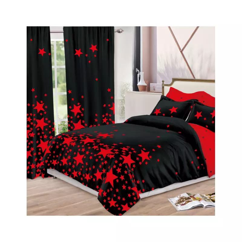 Lenjerie de Pat Bumbac Finet, 6 Piese + 2 Draperii - SIPR-S-16