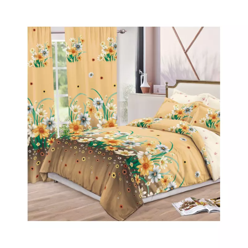 Lenjerie de Pat Bumbac Finet, 6 Piese + 2 Draperii - SIPR-S-18