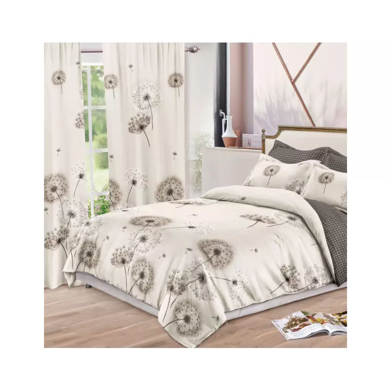 Lenjerie de Pat Bumbac Finet, 6 Piese + 2 Draperii - SIPR-S-19