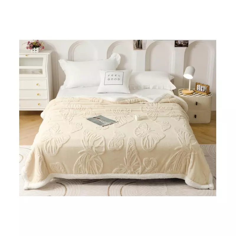 Patura Cocolino cu Blanita, Cream cu Fluturi - SIPR-Pf02