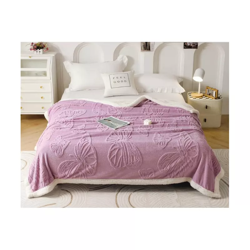Patura Cocolino cu Blanita, Lila cu Fluturi - SIPR-Pf12