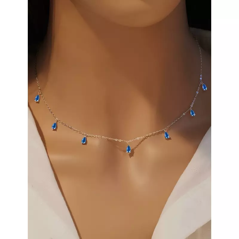 Colier Picatura Albastru, Argint 925  - 36635