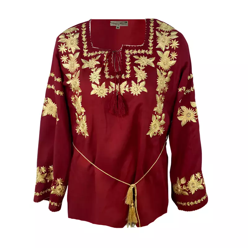 Bluza Rosie cu Motiv Floral Auriu - BMG181