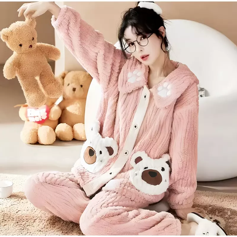 Set Pijama de Dama 2 Piese, Cocolino, Roz - MEI57