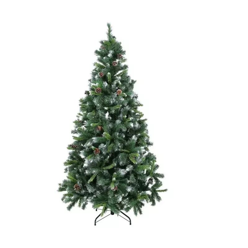 Brad Artificial de Craciun, cu Ramuri Inghetate, Verde, 210 cm, Suport Inclus - INV8055075