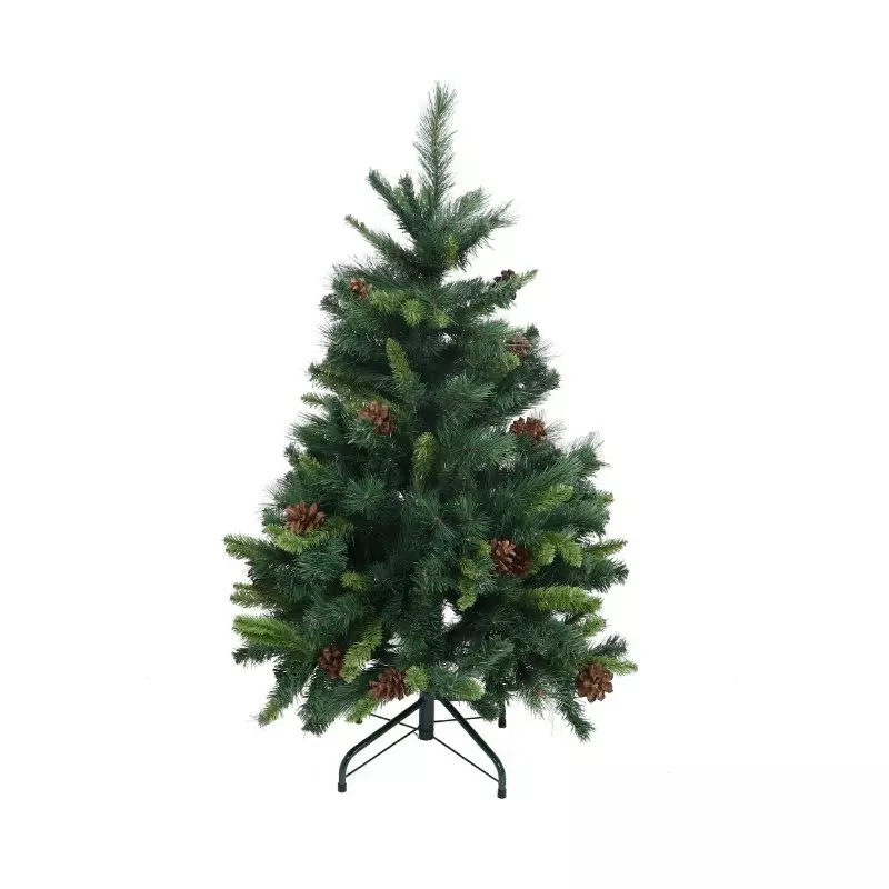 Brad Artificial de Craciun cu Conuri, Verde, 120 cm, Suport Inclus - INV8063089