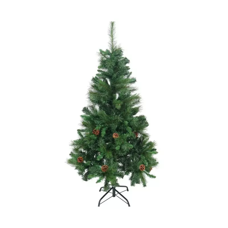 Brad Artificial de Craciun cu Conuri, Verde, 150 cm, Suport Inclus - INV8066752
