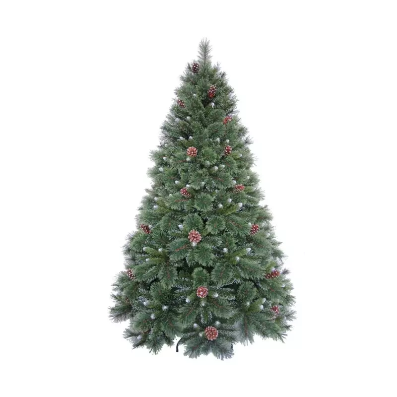 Brad Artificial de Craciun, Pin cu Conuri, Verde, 210 cm, Suport Inclus - INV8080968