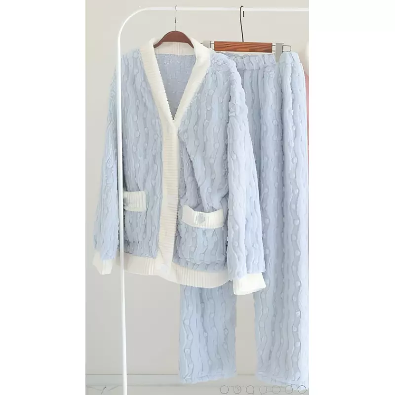 Set Pijama de Dama 2 Piese, Cocolino, Albastru Pastel - MEI60