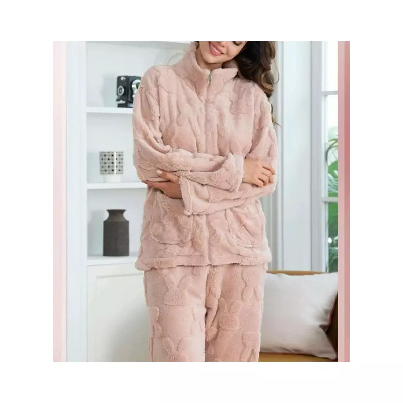 Set Pijama de Dama 2 Piese, Cocolino, Bej - MEI61