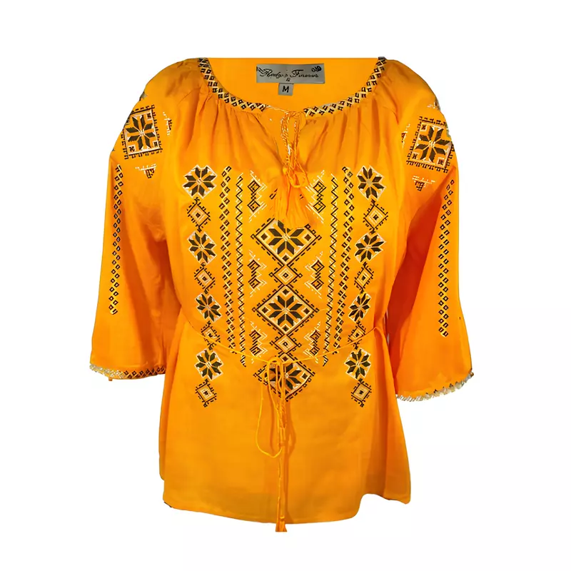 Bluza galbena cu motiv geometric multicolor - BMG142