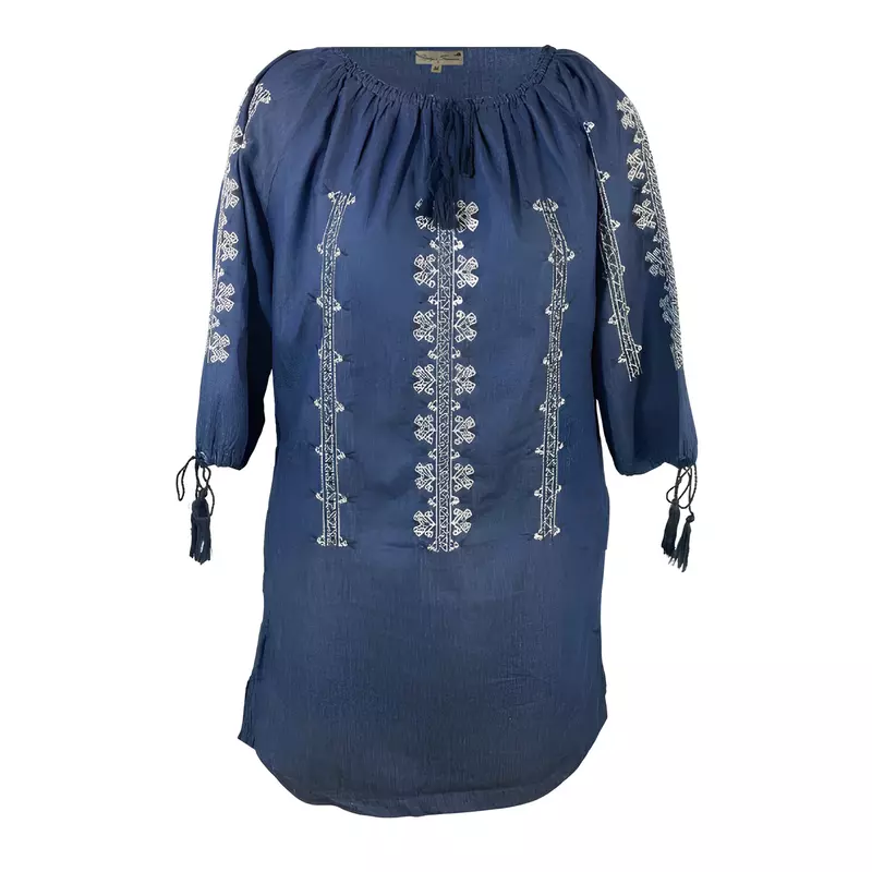 Bluza Albastra cu Motiv Geometric Alb - BMG93