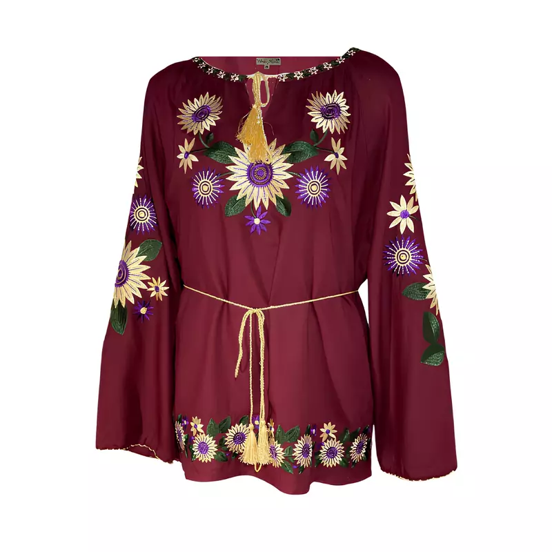 Bluza visinie cu motiv floral multicolor - BMG122