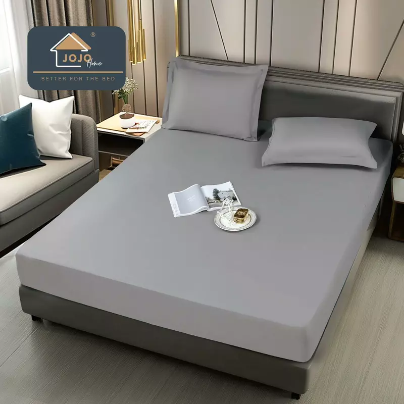 Husa de Pat Impermeabila cu Elastic +2 Fete de Perna, 180x200cm, Gri Deschis - JOJ694