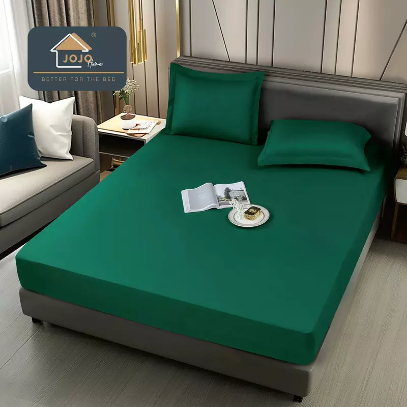 Husa de Pat Impermeabila cu Elastic +2 Fete de Perna, 160x200cm,  Verde  - JOJ686