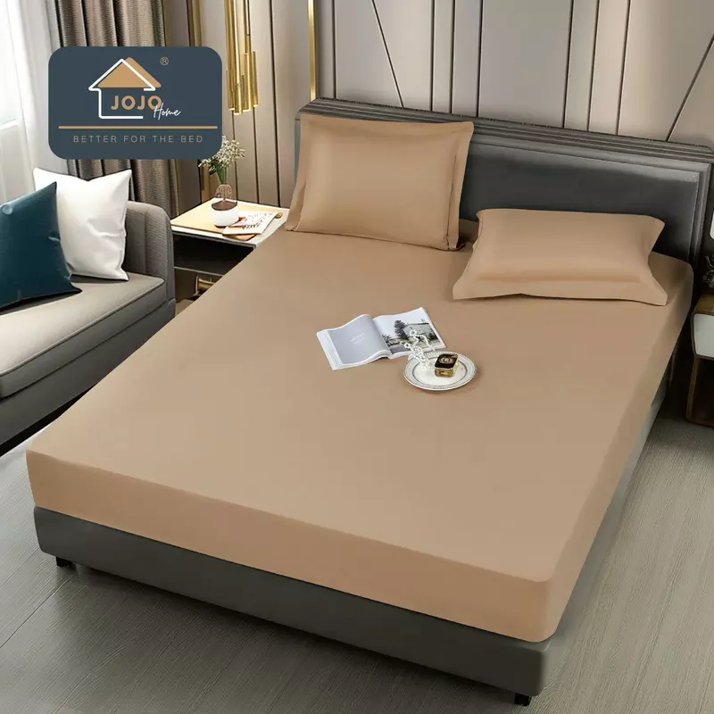 Husa de Pat Impermeabila cu Elastic +2 Fete de Perna, 180x200cm, Bej - JOJ696