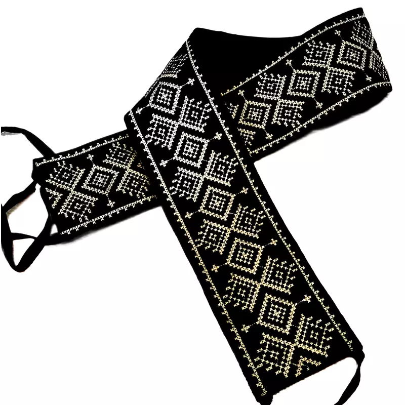 Brau Traditional Negru pentru baieti cu Motiv Geometric Crem -  BTB11
