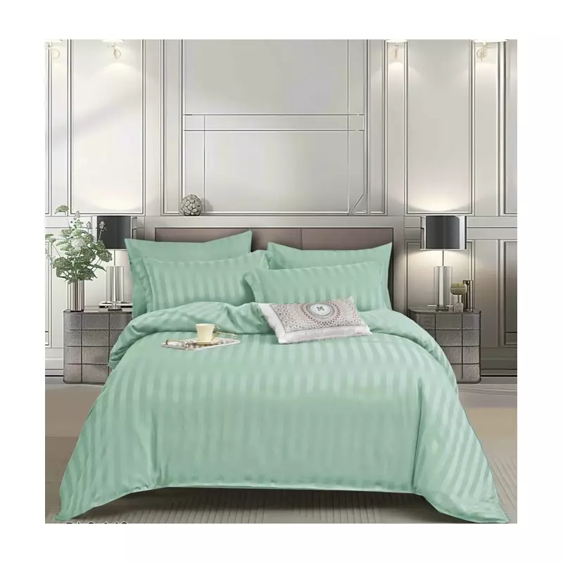 Lenjerie de Pat Dublu cu Elastic Bumbac Damasc 6 Piese, Verde Menta - CPL330