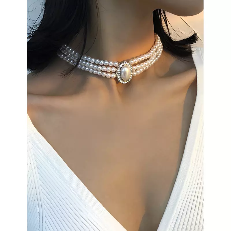 Colier Stil Choker cu Perle - 26621