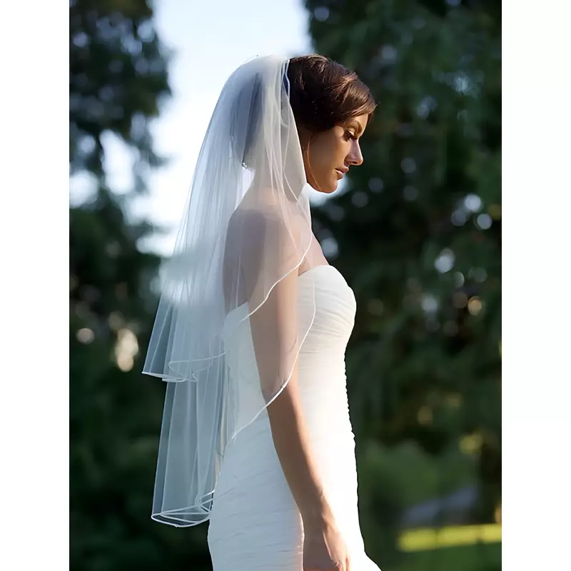 Voal de mireasă cu paete, Alb, 75 cm - 04565