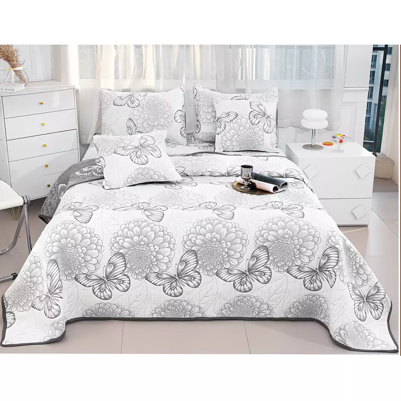 Set Cuvertura de Pat din Bumbac cu In, 5 Piese - PIT387