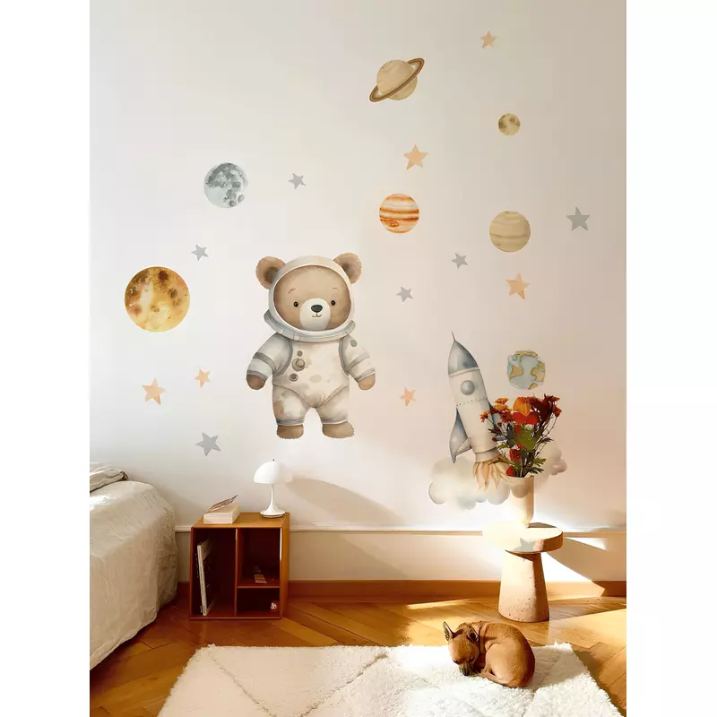 Sticker Perete Autocolant Ursulet in Spatiu,  88x88cm - 399133