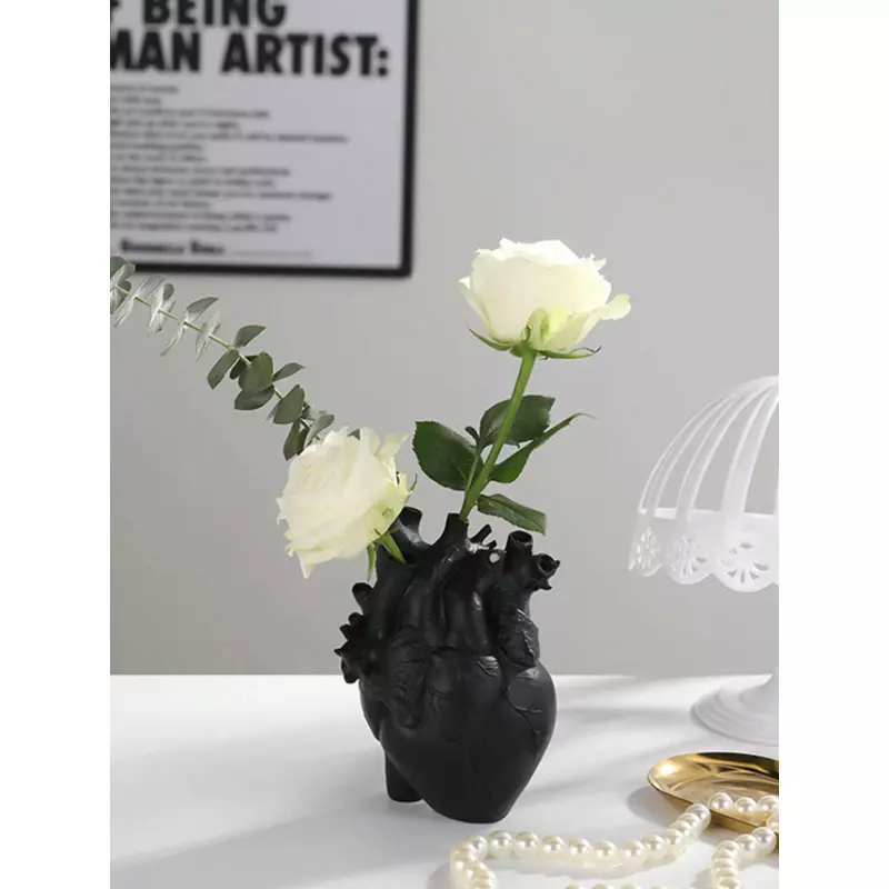 Vaza Decorativa în forma de Inima,Negru, 17x13cm -  504144N