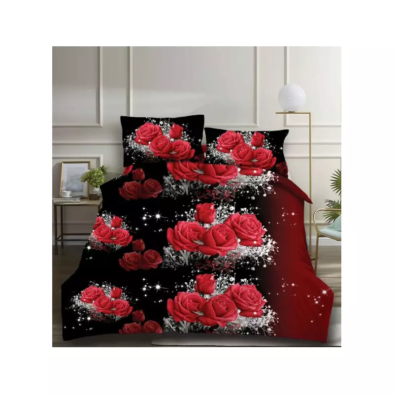 Lenjerie de Pat Bumbac Satinat 3D cu 4 Piese- SIPRB-574