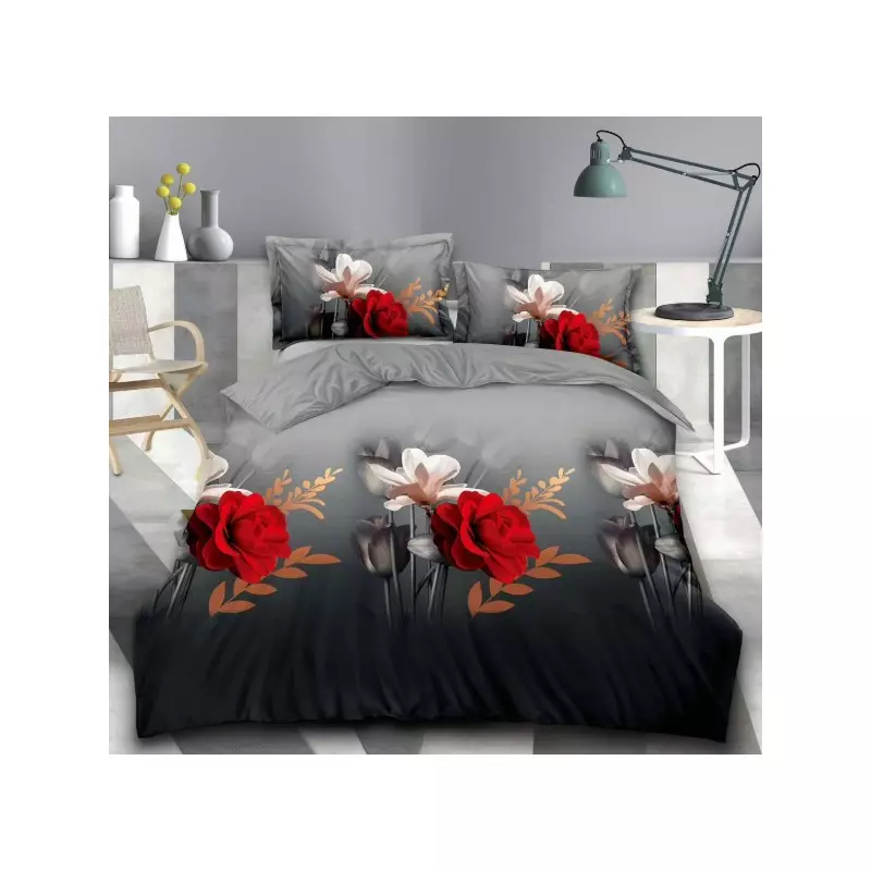 Lenjerie de Pat Bumbac Satinat 3D cu 4 Piese-SIPRB-597