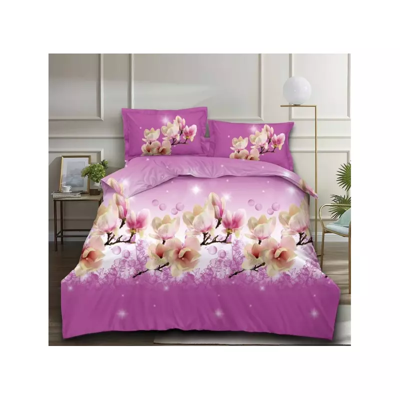 Lenjerie de Pat Bumbac Satinat 3D cu 4 Piese- SIPRB-588