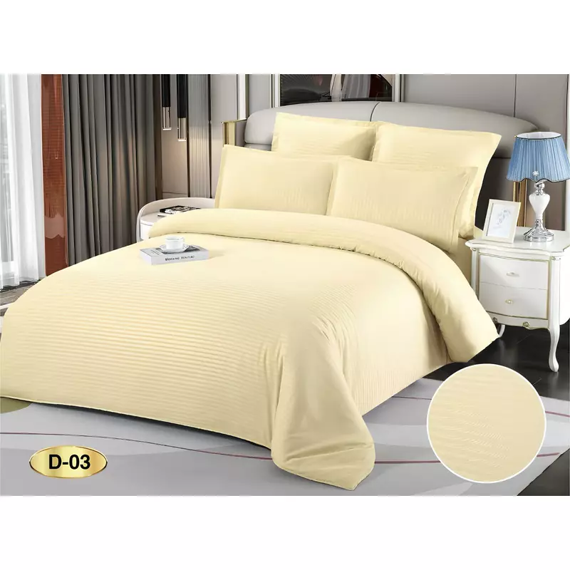 Lenjerie de Pat Damasc, 1 Persoana, 4 Piese, Cream - EAT564