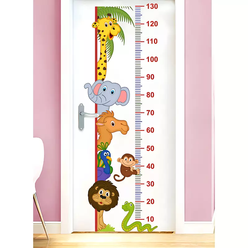 Sticker Perete Autocolant cu Centimetru pentru Copii - Animale, 120x30 - 977273