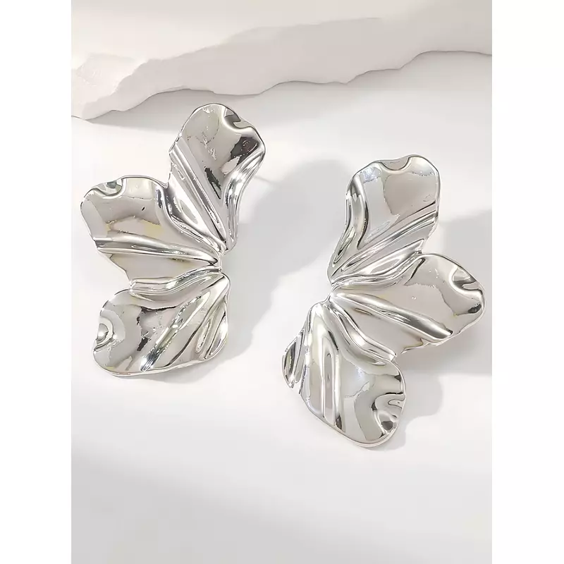 Cerceii Floare, din Metal, Argintii - 777017