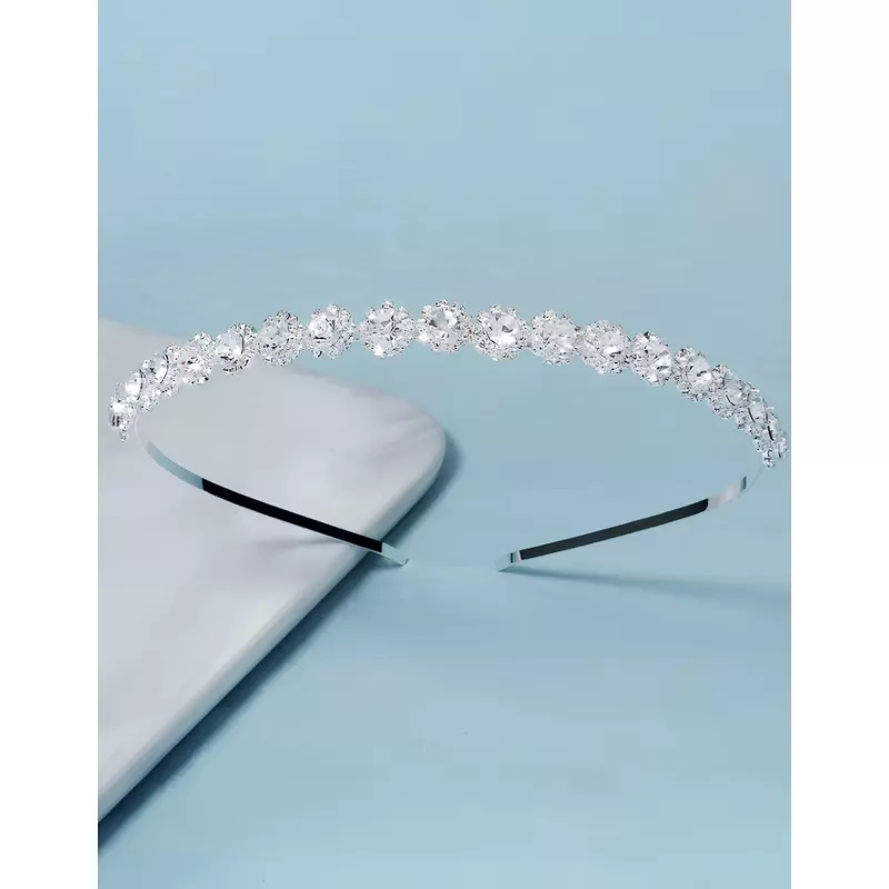Diadema (Coronita) Mireasa cu Strasuri - Argintie - 440479
