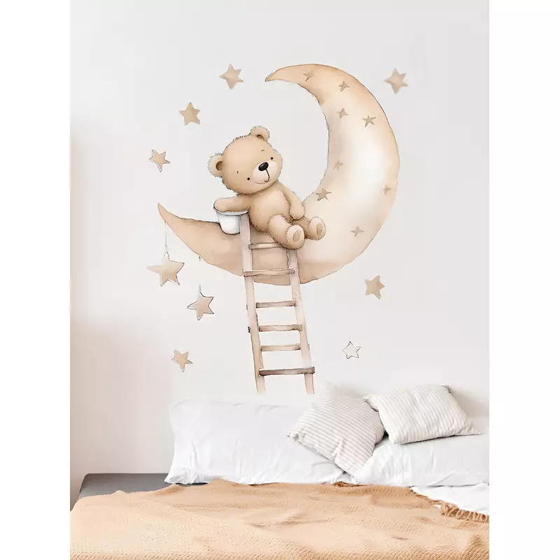Sticker Perete Autocolant Urs Maro pe Luna, 90x30 - 162015