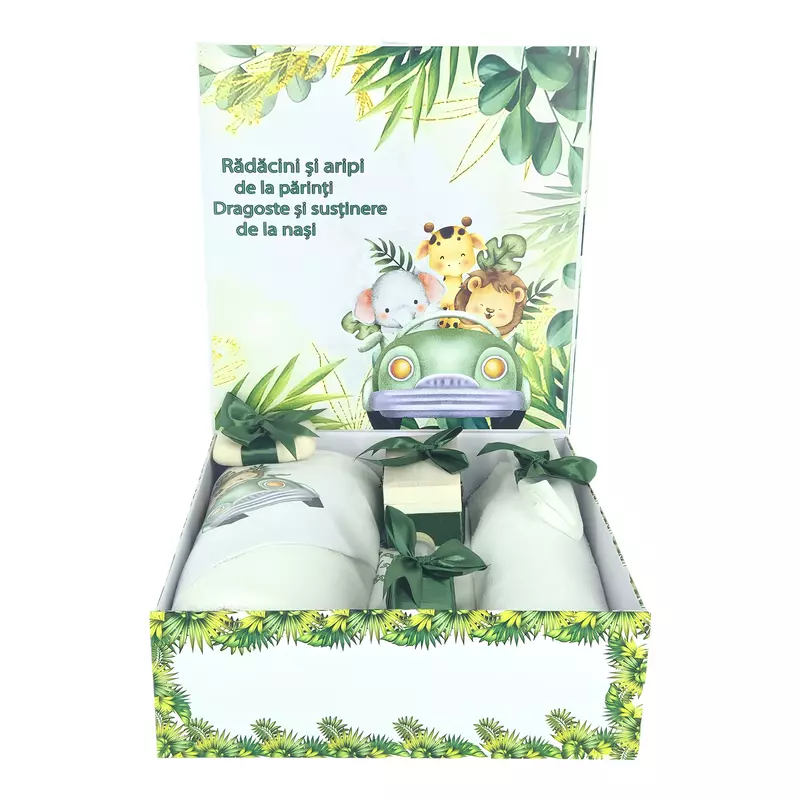 Trusou Botez cu 8 Piese, Animale Safari 3, Culoare Verde - TB264